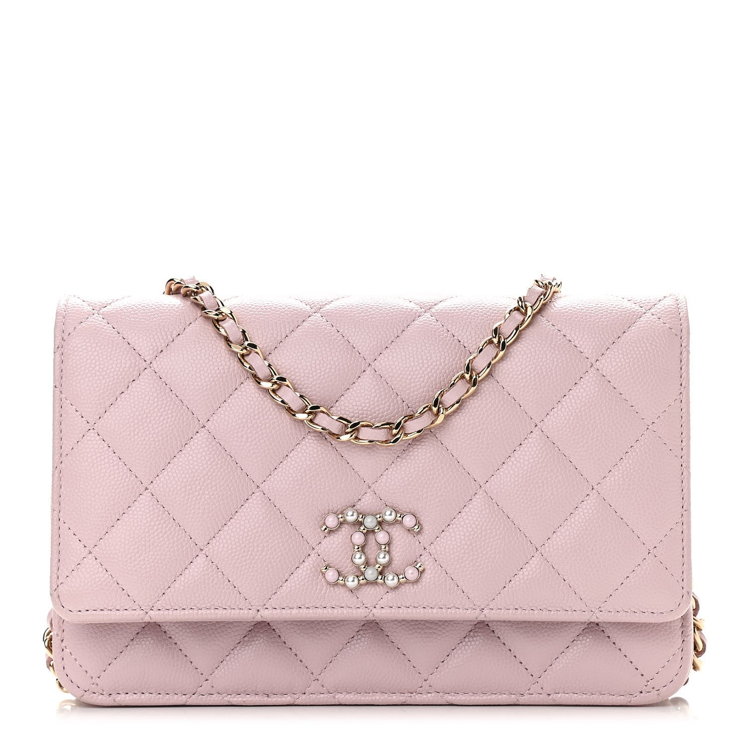 Chanel Caviar Quilted Coco Candy Wallet On Chain WOC Light Pink 1 of 11