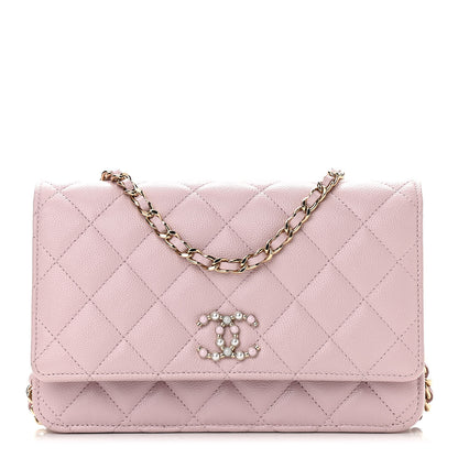 Chanel Caviar Quilted Coco Candy Wallet On Chain WOC Light Pink 1 of 11