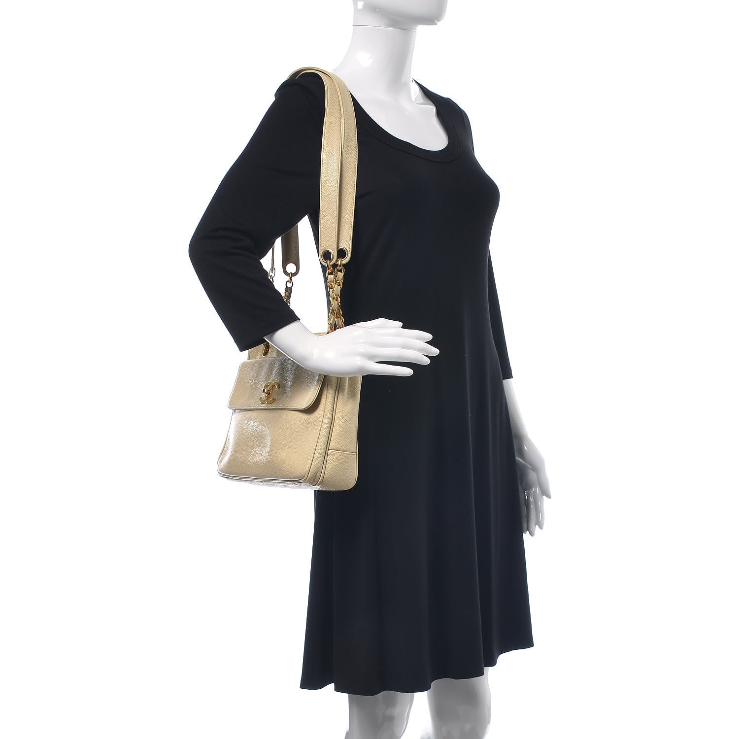 Chanel Caviar Flap Shoulder Bag Beige Clair 2 of 14