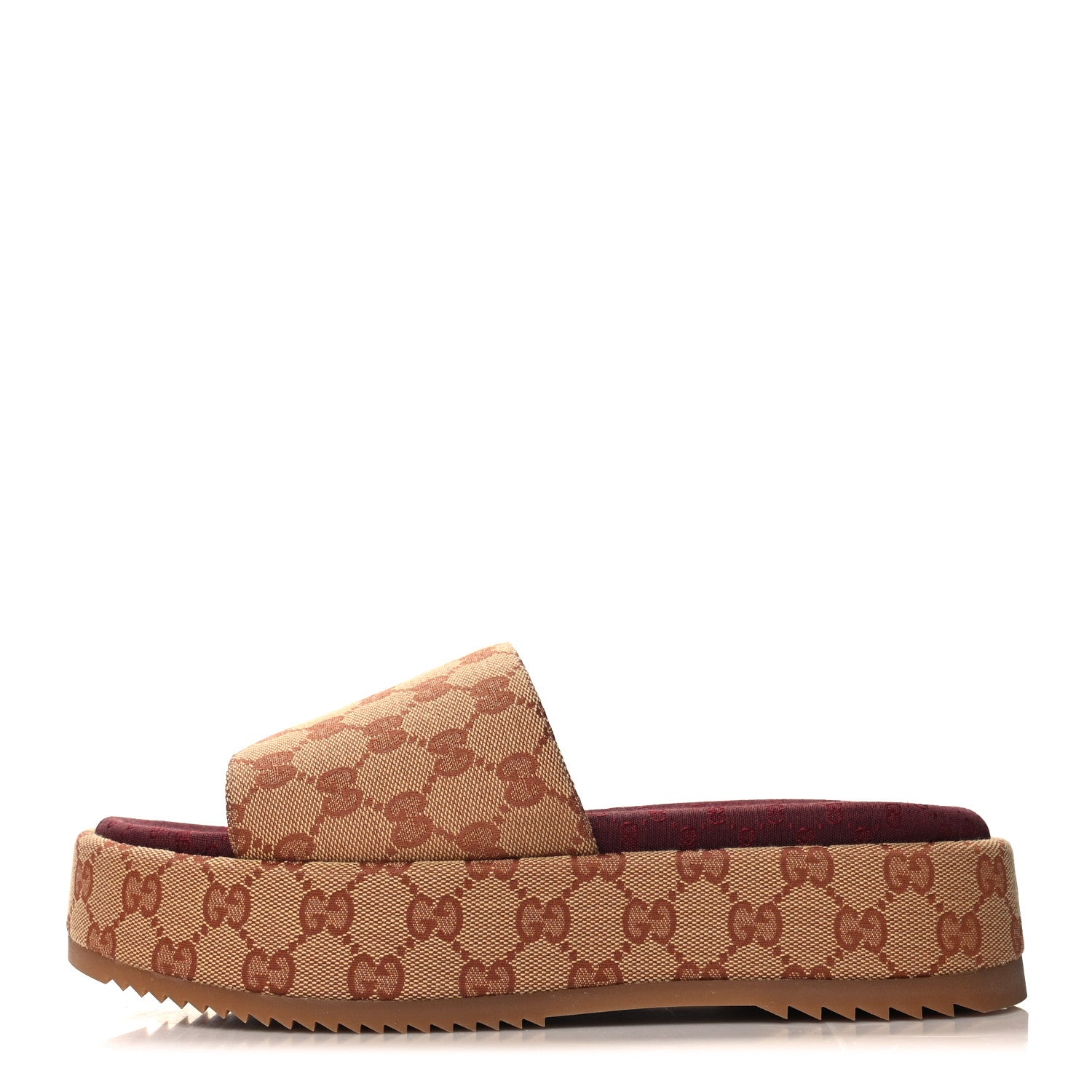 Gucci Canvas GG Monogram Angelina Platform Slide Sandals 42 Beige Ruggine 1 of 9
