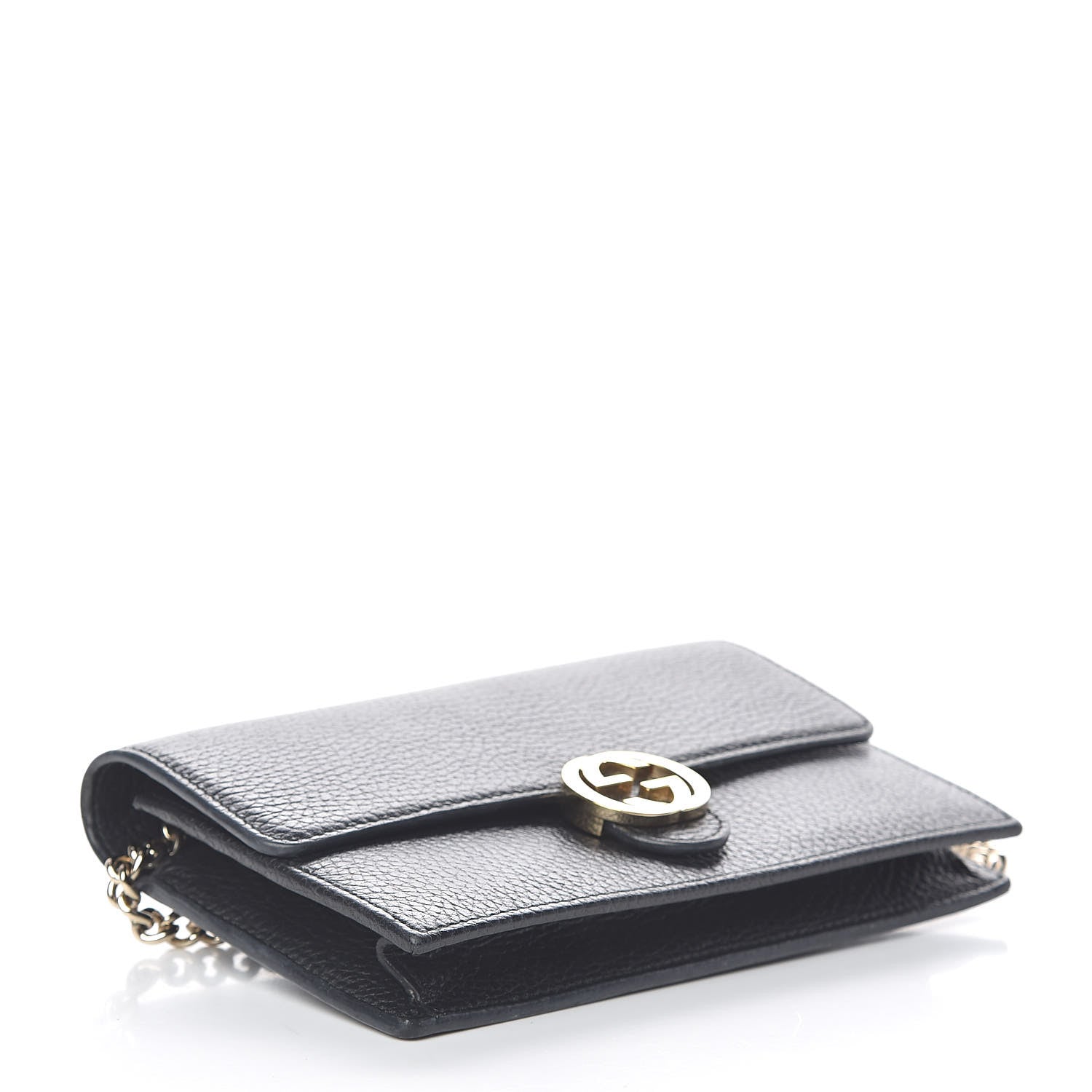 Gucci Dollar Calfskin Interlocking G Chain Wallet Black 4 of 14