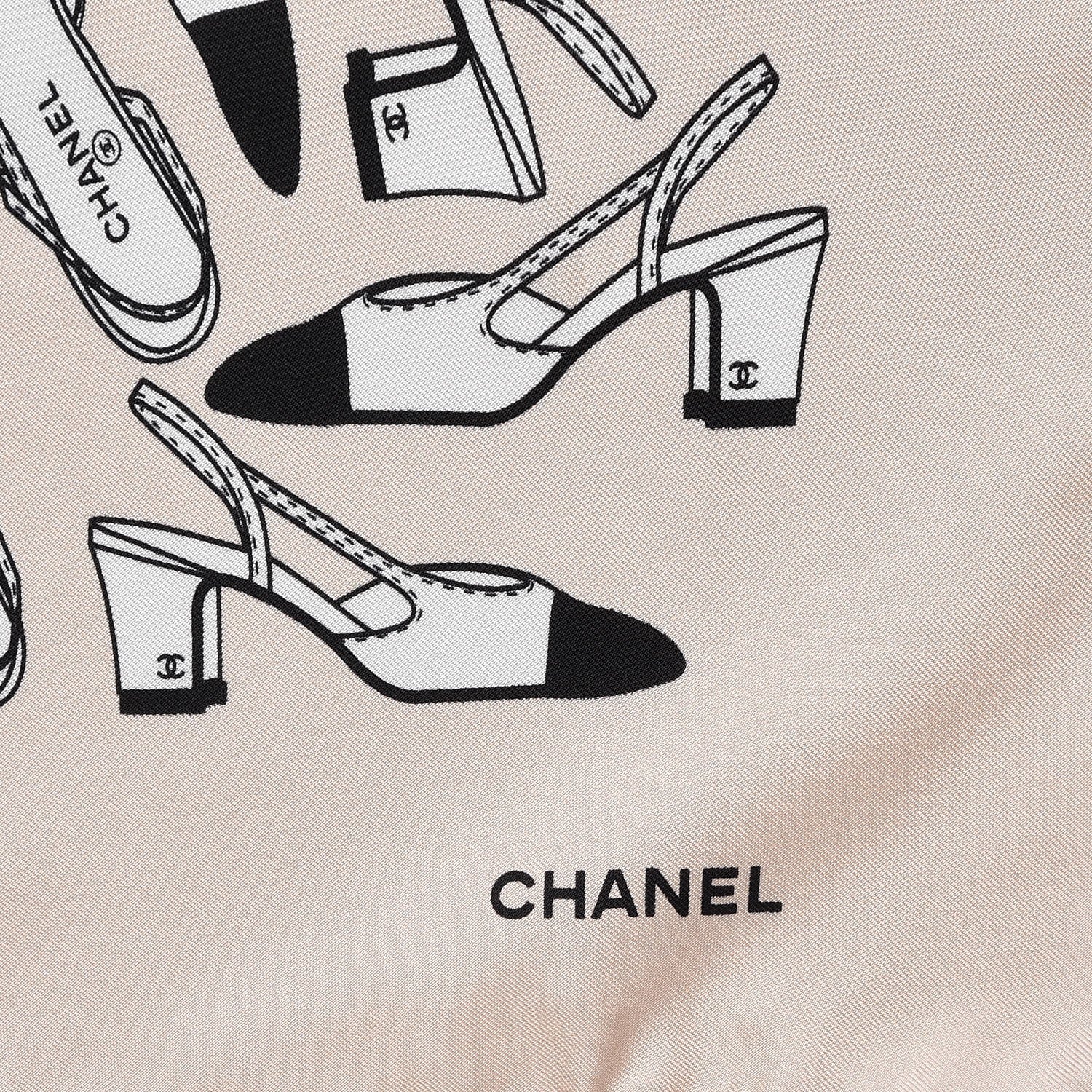 Chanel Silk CC Shoes Scarf Beige 3 of 5