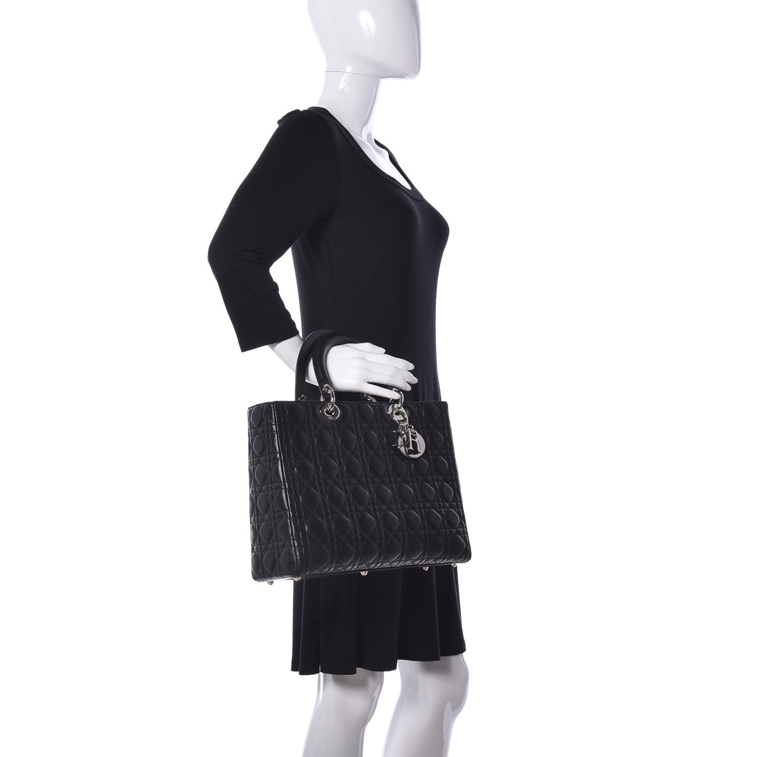 Christian Dior Lambskin Cannage Large Lady Dior Black 3 of 14