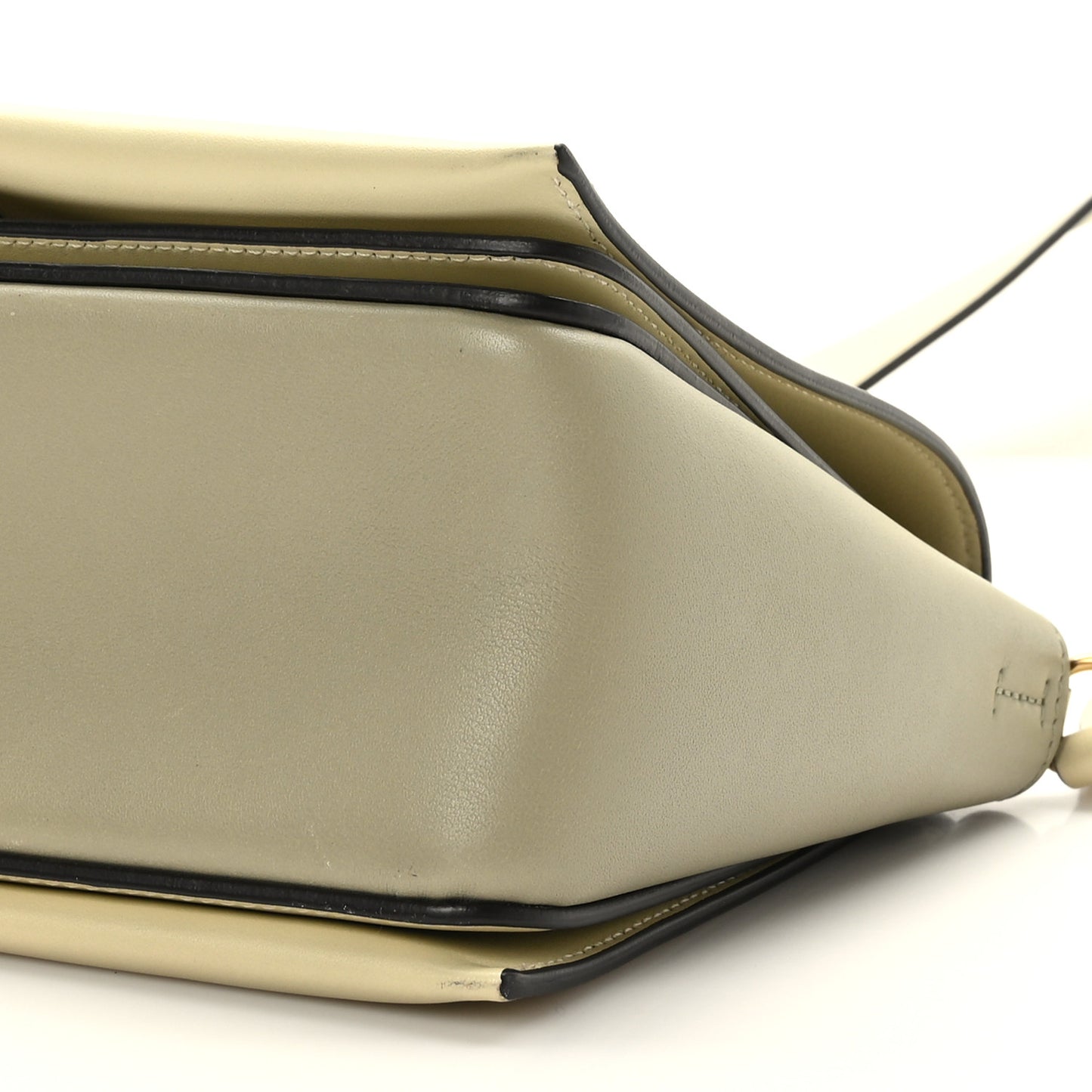 Shiny Smooth Calfskin Medium Frame Shoulder Bag Chalk Mastic
