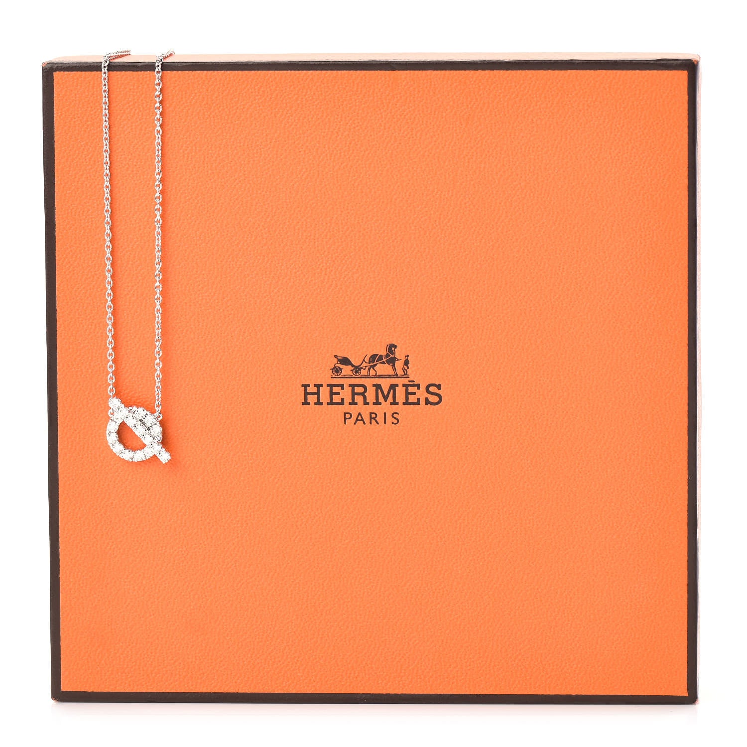 Hermes 18K White Gold Diamond Finesse Pendant Necklace 5 of 5