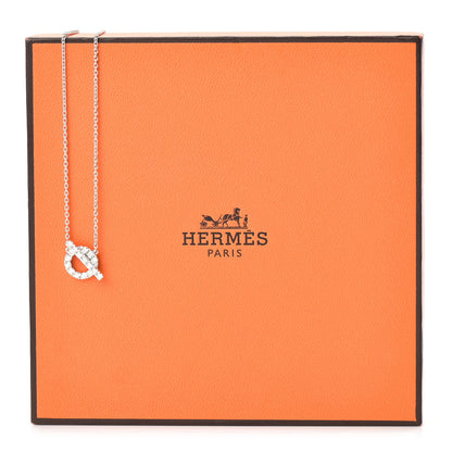 Hermes 18K White Gold Diamond Finesse Pendant Necklace 5 of 5