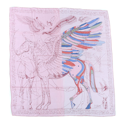 Hermes Silk Le Pegase d'Hermes Cut Wash 140 Scarf 140 Rose Bleu Vert 1 of 6