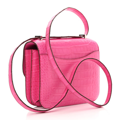 Hermes Matte Alligator Constance 18 Rose Shocking 3 of 14