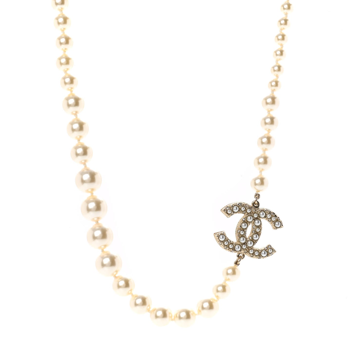 Pearl CC 100th Anniversary Necklace Light Gold