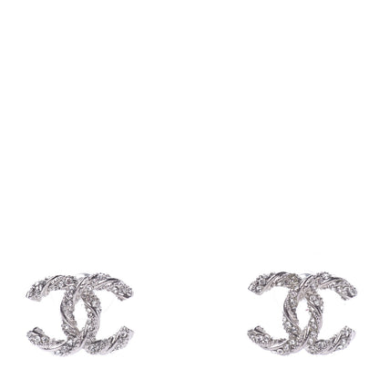 Chanel Crystal CC Twisted Earrings Silver 1 of 6
