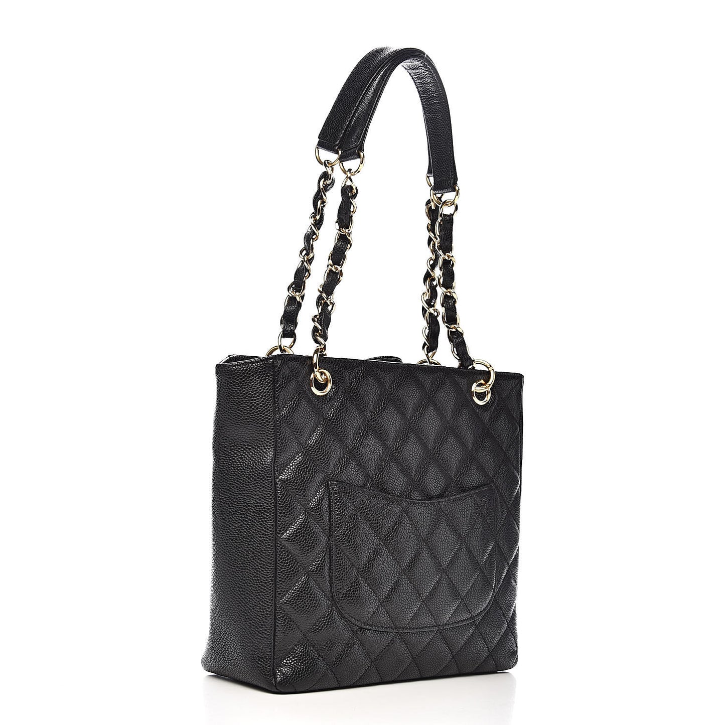 Caviar Quilted Petit Shopping Tote PST Black
