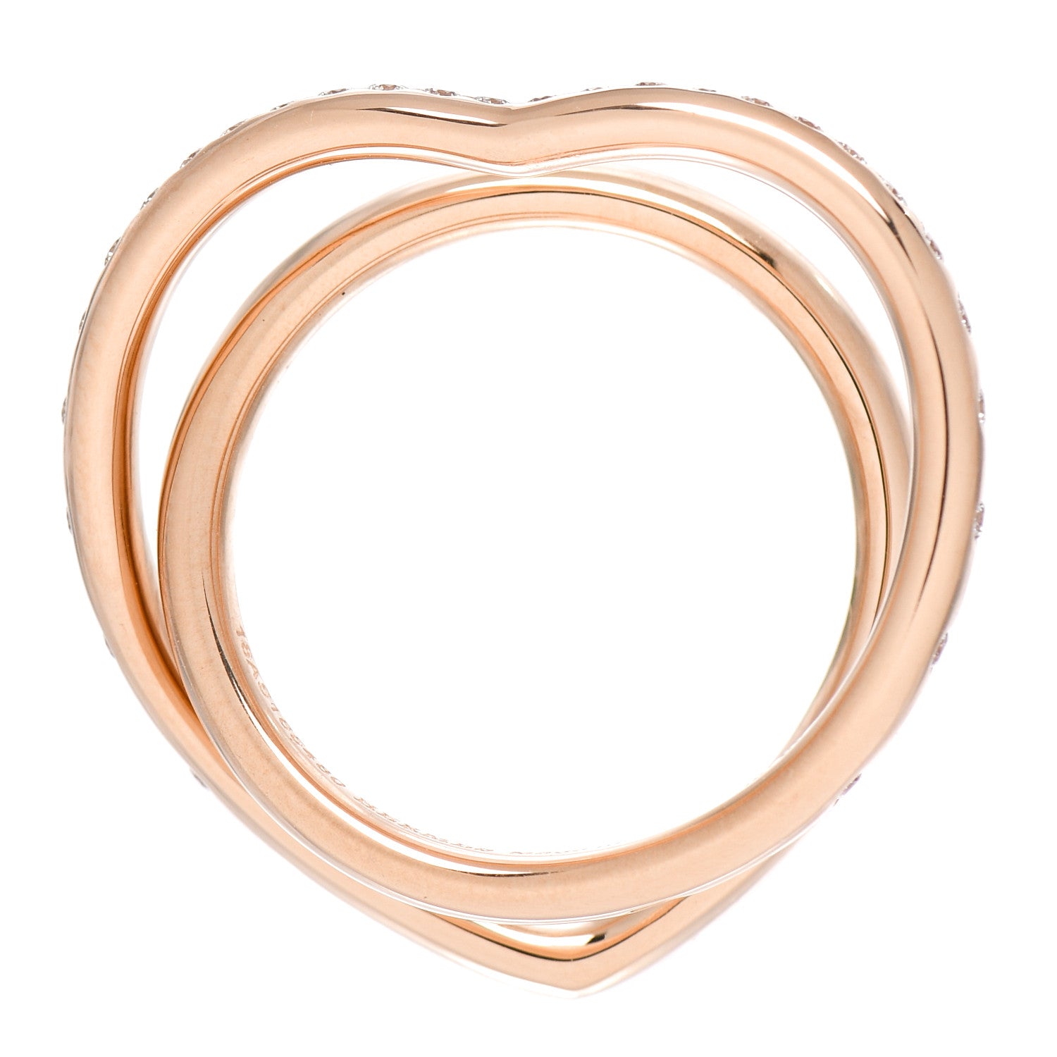 Hermes 18K Rose Gold Diamond Vertige Coeur Ring 51 5.75 4 of 6