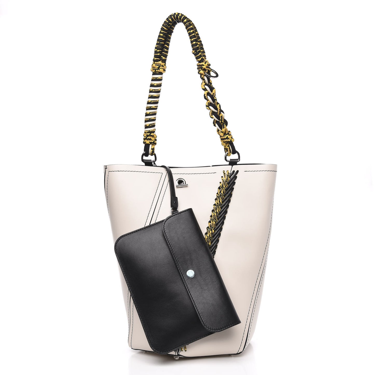 Smooth Calfskin Crochet Medium Hex Bucket Bag Clay
