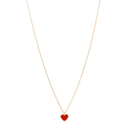 Van Cleef & Arpels 18k Rose Gold Carnelian Sweet Alhambra Heart Pendant Necklace 1 of 6