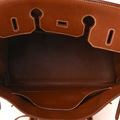 Hermes Toile Barenia Birkin 35 Fauve 4 of 17