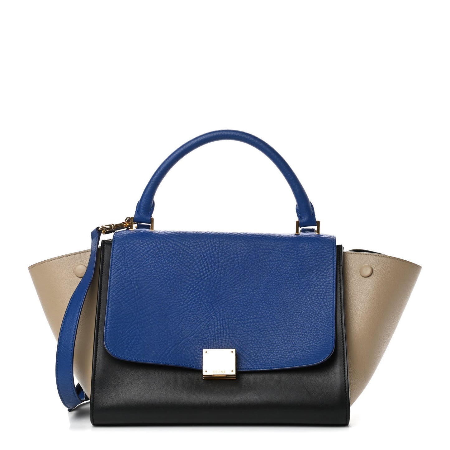 Elephant Calfskin Small Tri-Color Trapeze Indigo