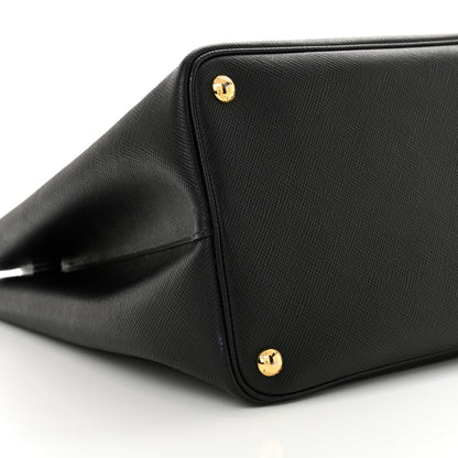 Prada Saffiano Cuir Large Double Bag Black Fuoco 8 of 12
