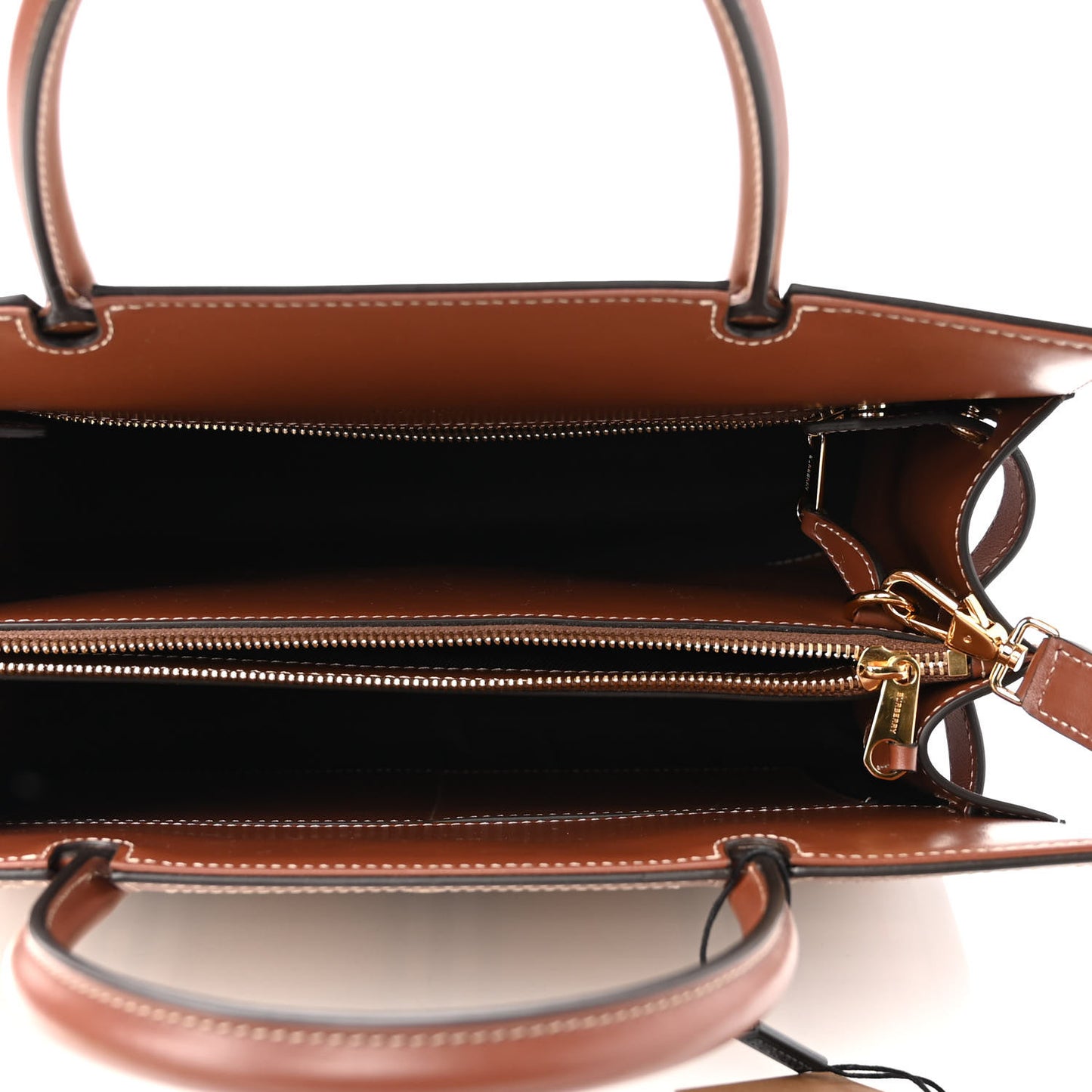 Calfskin Vintage Check Two Handle Title Bag Archive Beige