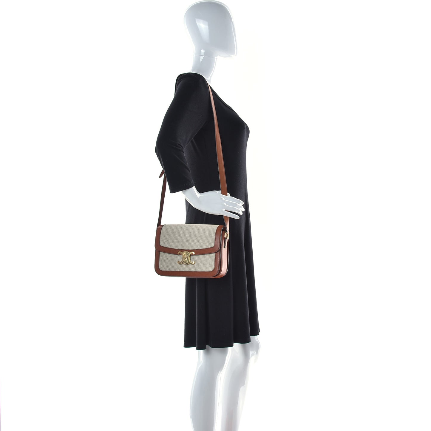 Textile Calfskin Classique Triomphe Bag Natural Tan