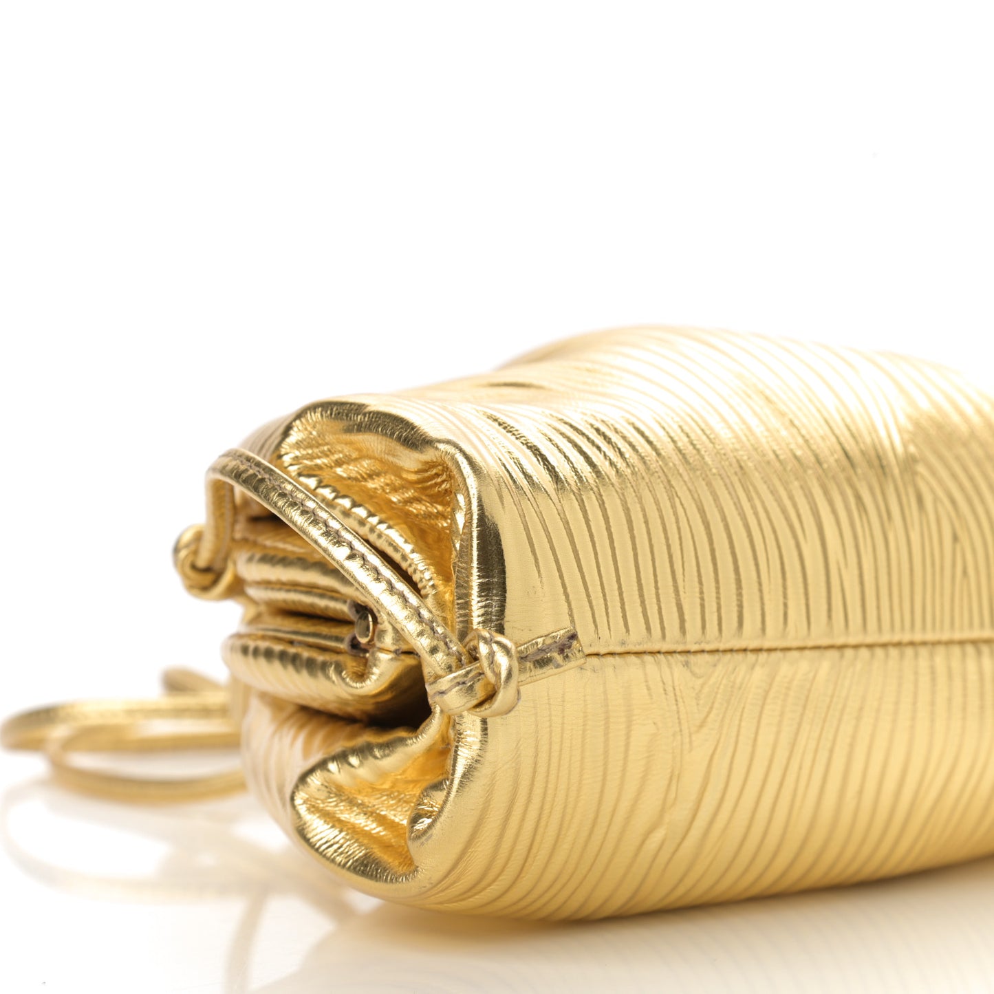 Metallic Bark Calfskin The Mini Pouch Gold