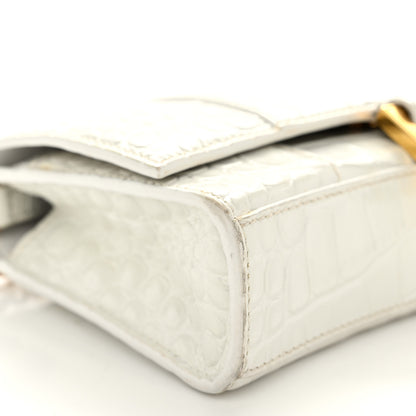 Balenciaga Shiny Calfskin Crocodile Embossed Hourglass Chain Bag White 9 of 11