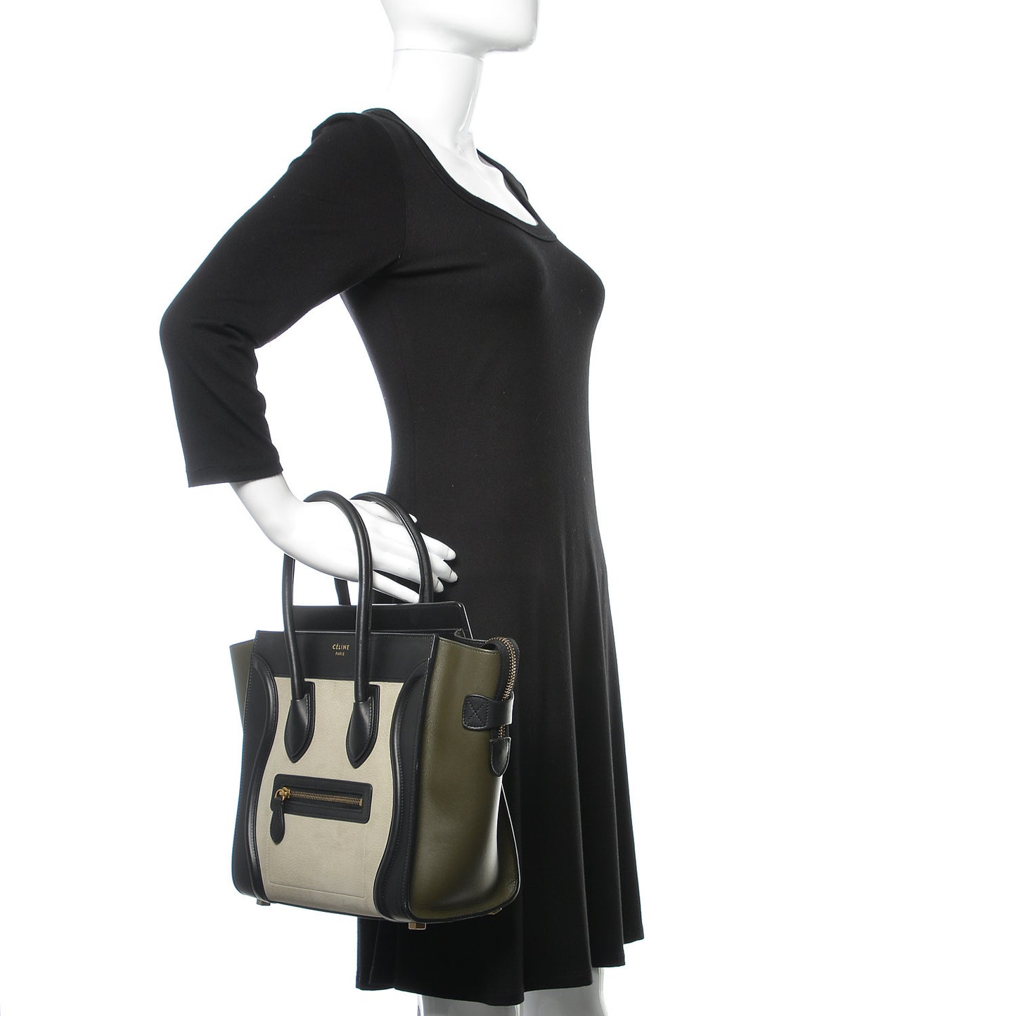 Nubuck Smooth Calfskin Micro Tri-Color Luggage Olive