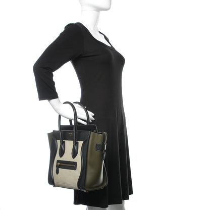 Celine Nubuck Smooth Calfskin Micro Tri-Color Luggage Olive 2 of 12