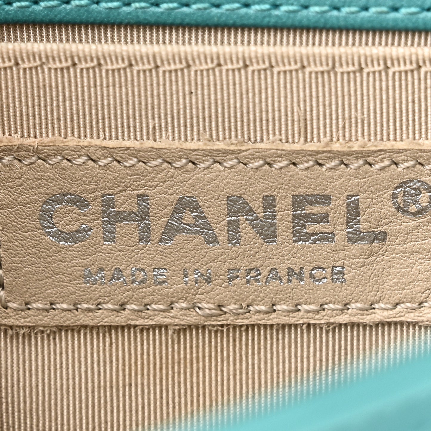 Calfskin Quilted North South Boy Flap Turquoise