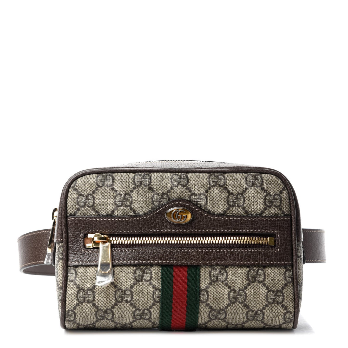 GG Supreme Monogram Web Small Ophidia Belt Bag 75 30 Dark Brown