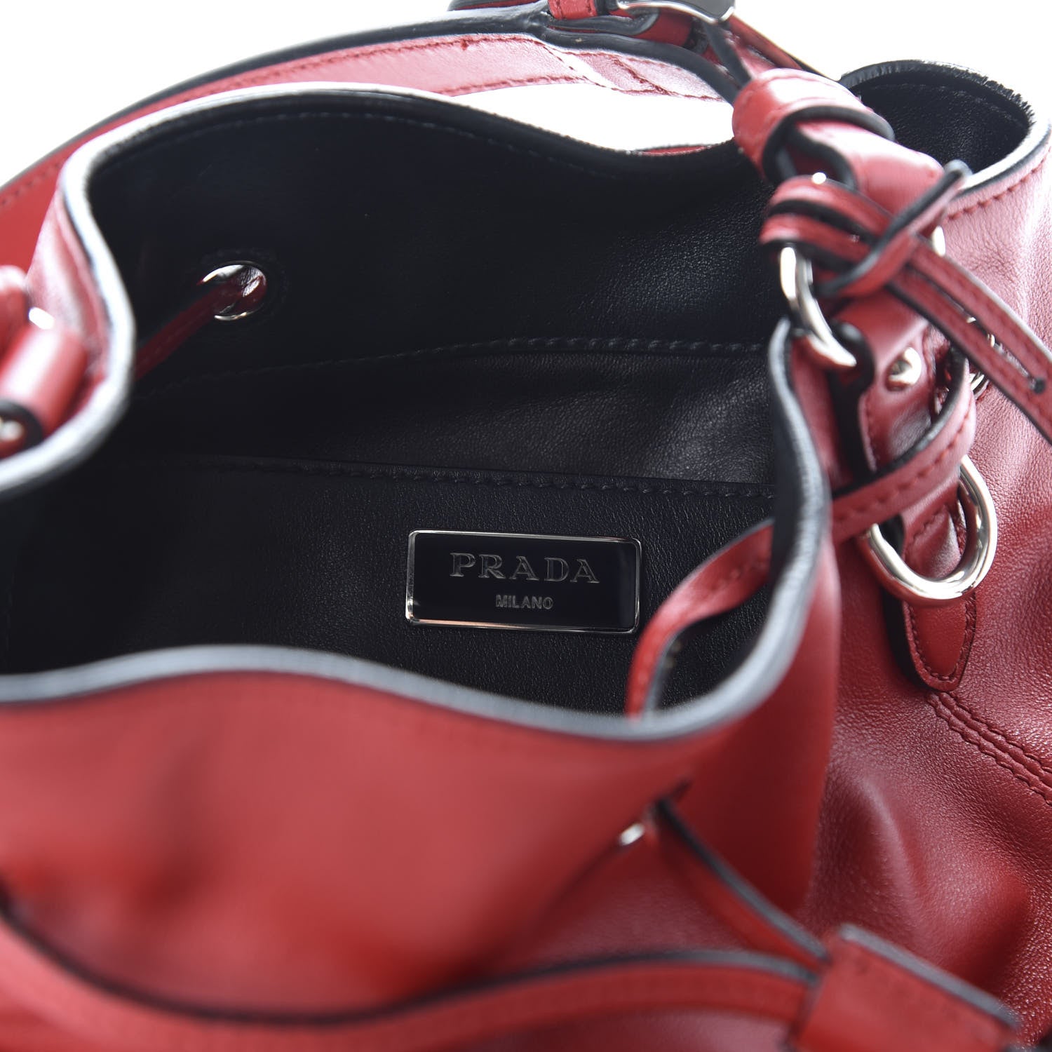 Prada Soft Calfskin Bucket Bag Fuoco 6 of 10