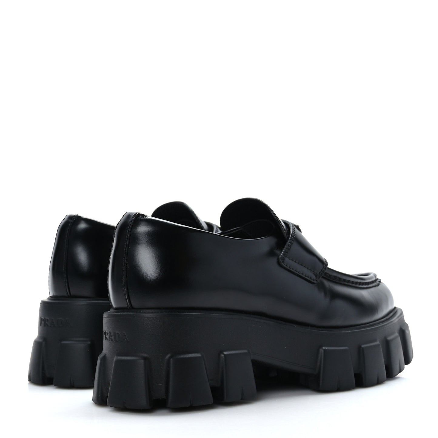 Spazzolato Triangle Logo Monolith Pointy 55mm Loafers 37 Black
