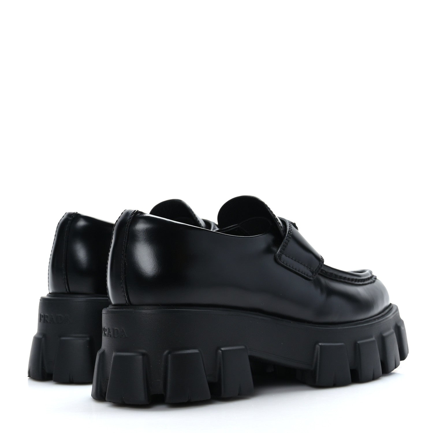 Prada Spazzolato Triangle Logo Monolith Pointy 55mm Loafers 37 Black 4 of 9