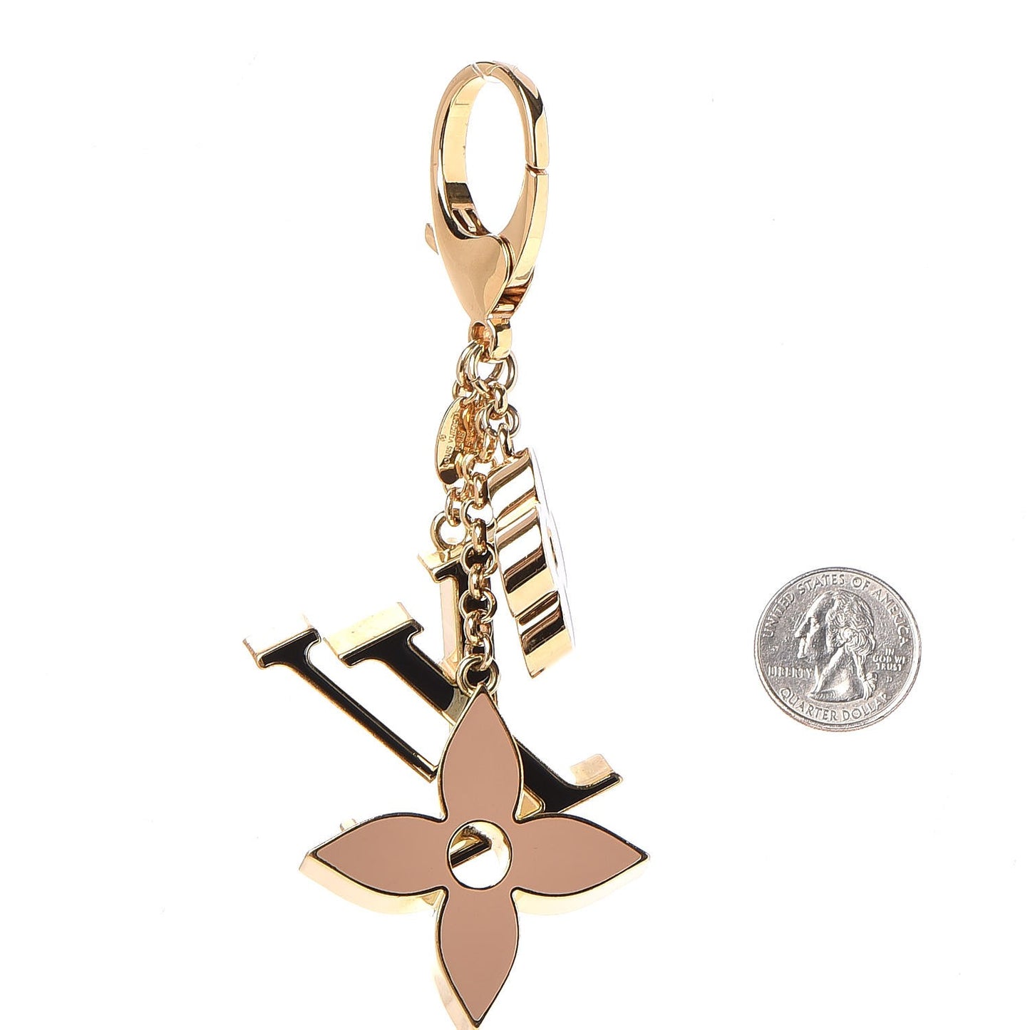 Fleur De Monogram Bag Charm Dore
