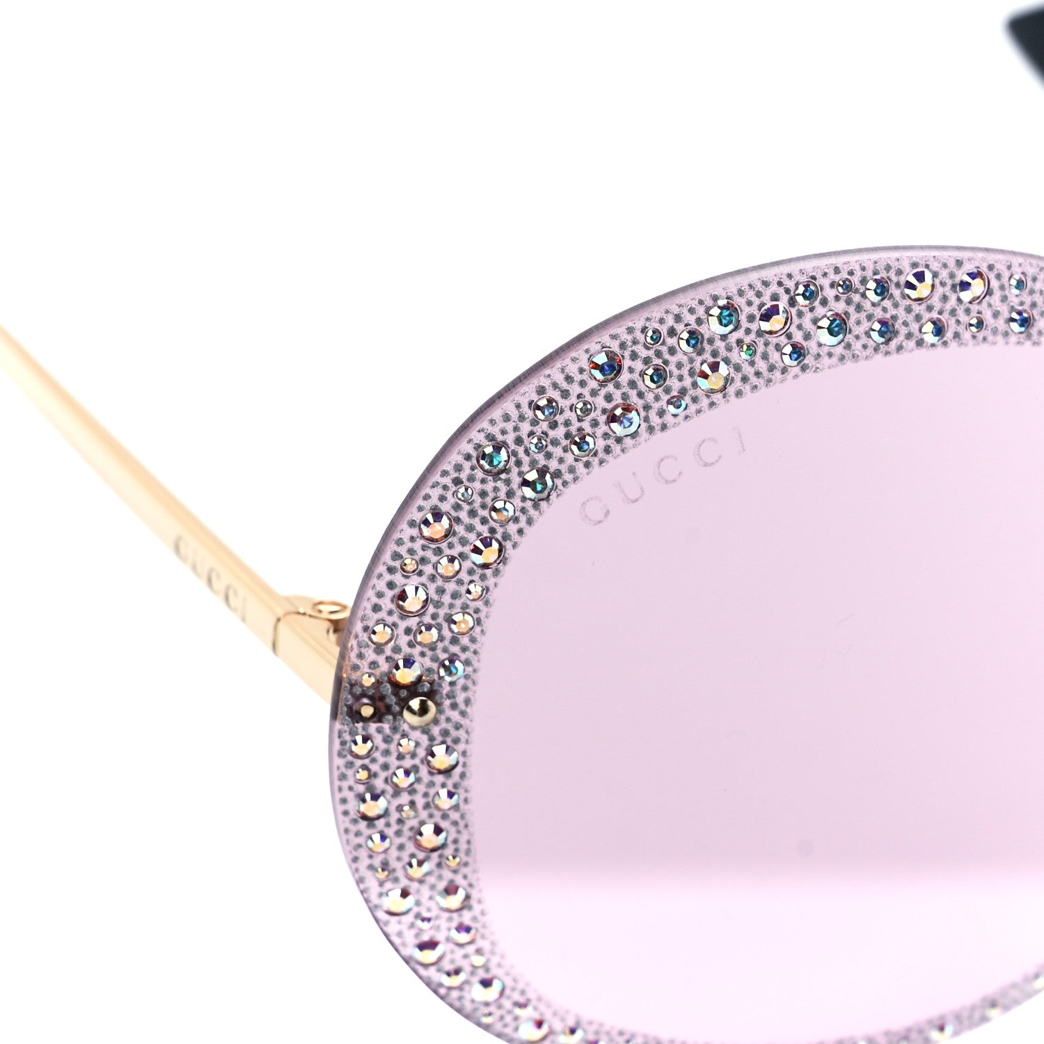 Gucci Crystal Oversize Hollywood Forever Sunglasses GG0899S Gold Violet 8 of 9