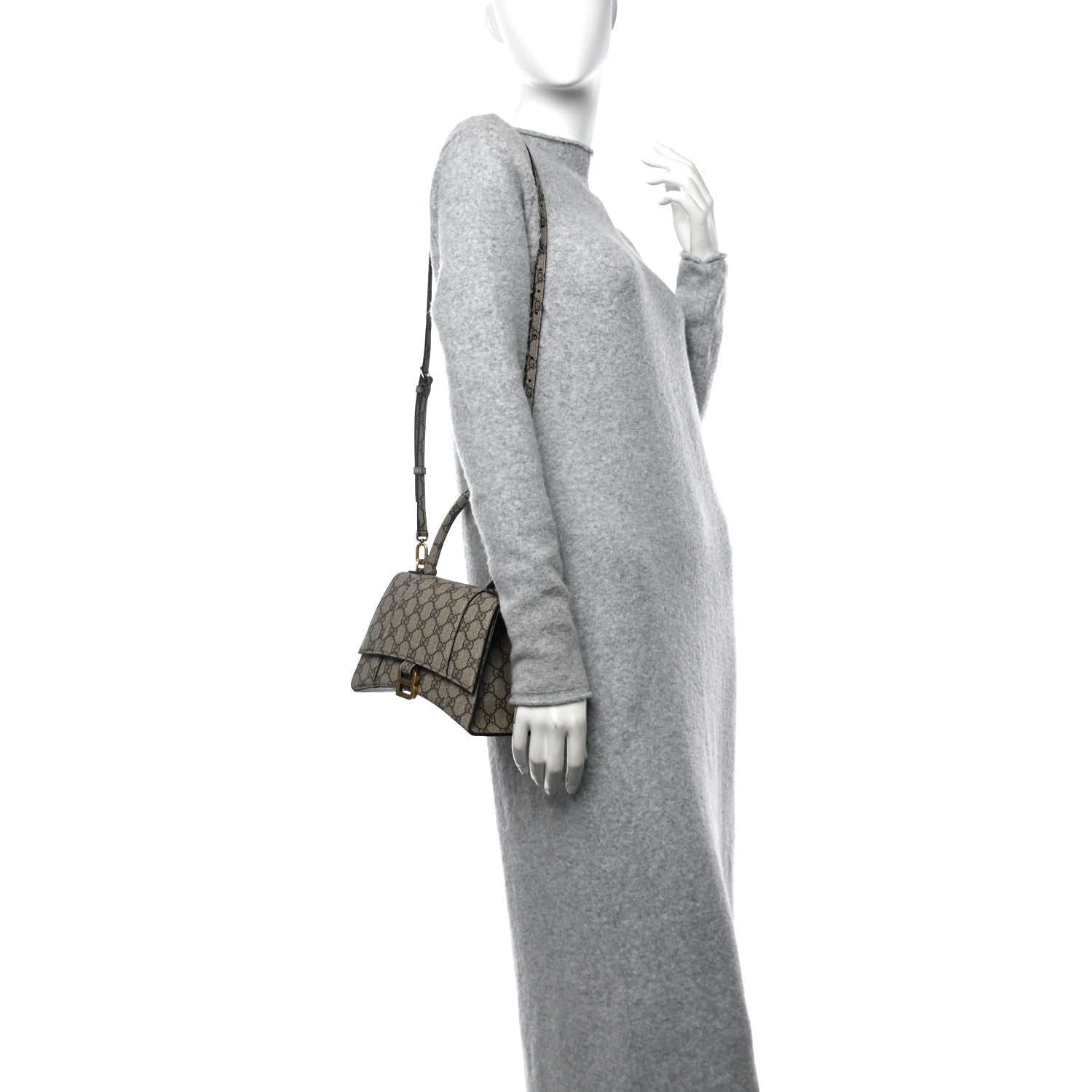 Balenciaga X GUCCI GG Supreme Monogram Small Hourglass Top Handle Bag Beige Ebony 3 of 10