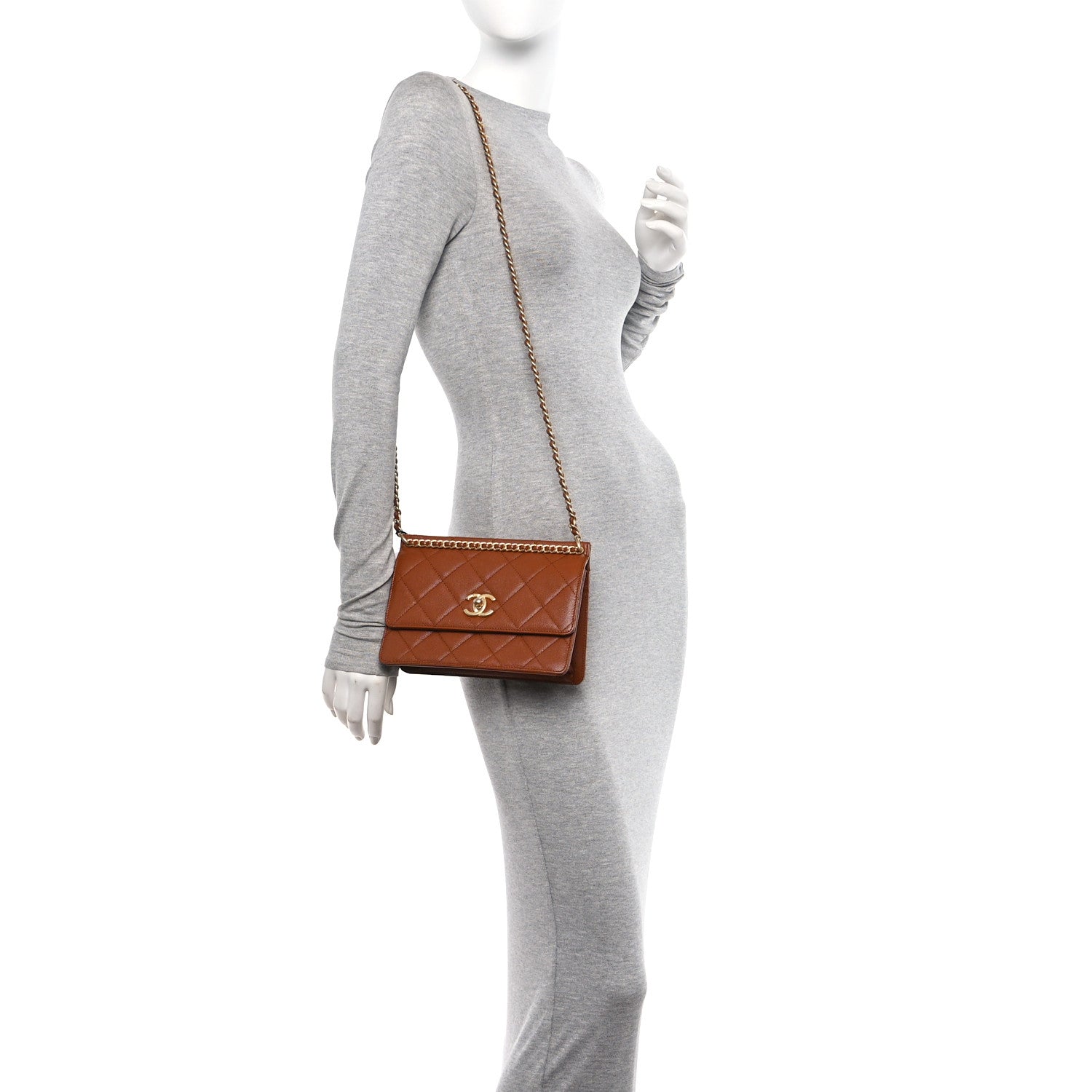 Chanel Caviar Quilted Small Chain Frame Flap Light Brown 2 of 10