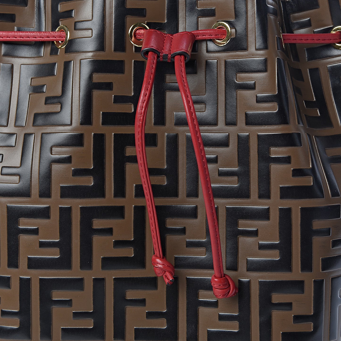 Vitello Grace F is Fendi Bi-Color FF 1974 Embossed Grande Mon Tresor Bucket Bag Maya Black Fragola