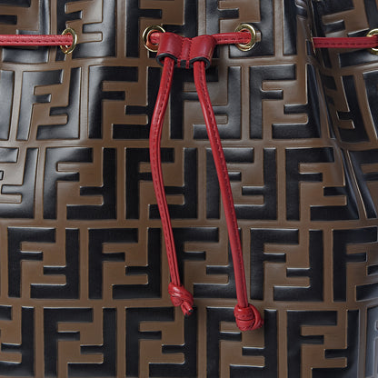 Fendi Vitello Grace F is Fendi Bi-Color FF 1974 Embossed Grande Mon Tresor Bucket Bag Maya Black Fragola 13 of 13