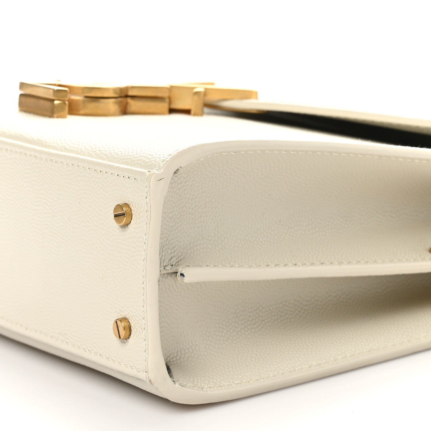 Saint Laurent Grain de Poudre Mini Classic Monogram Cassandra Top Handle Vintage White 10 of 10
