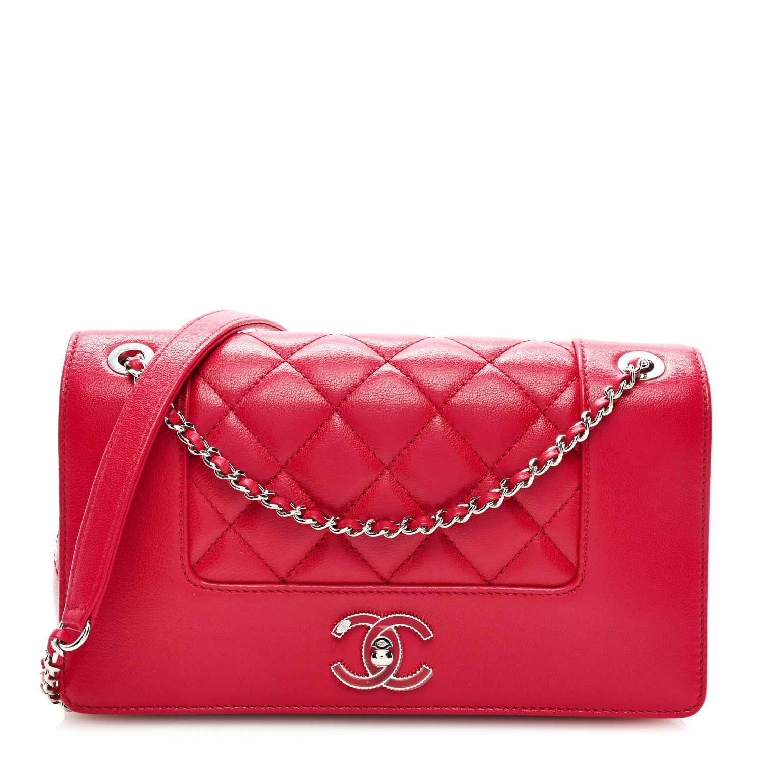 Chanel Sheepskin Quilted Medium Vintage Mademoiselle Flap Red 1 of 9