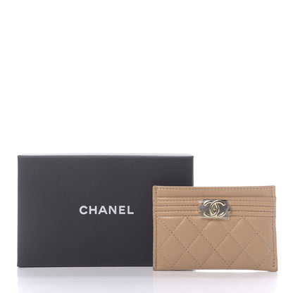 Chanel Lambskin Quilted Boy Card Holder Beige 11 of 11
