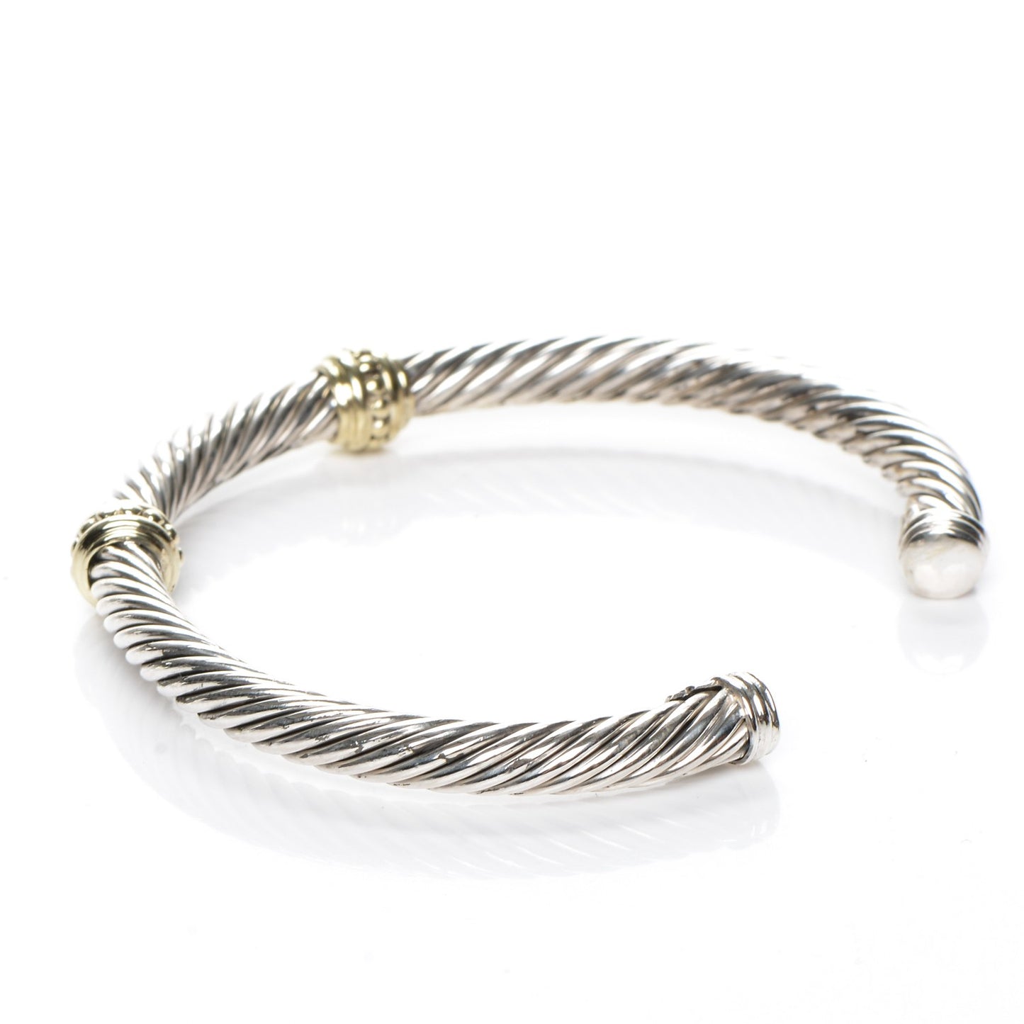 Sterling Silver 14K Yellow Gold 5mm Cable Classics Two Station Bracelet