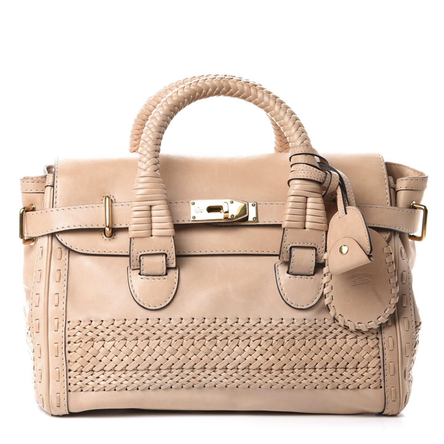 Calfskin Handmade Medium Top Handle Bag Taupe