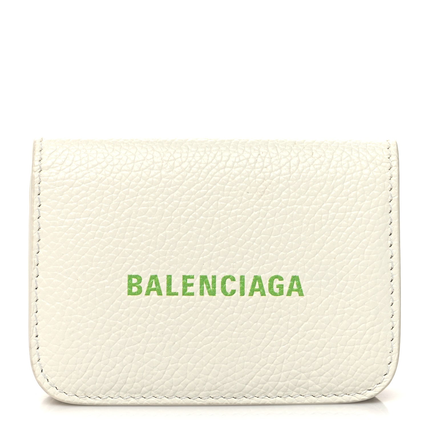 Balenciaga Grained Calfskin Logo Mini Cash Wallet White Light Green 1 of 9