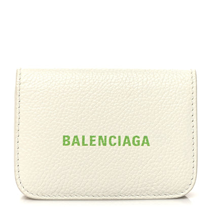 Balenciaga Grained Calfskin Logo Mini Cash Wallet White Light Green 1 of 9
