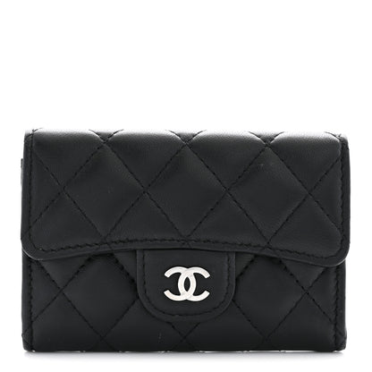 Chanel Lambskin Quilted Flap Card Holder Wallet Black 1 of 8