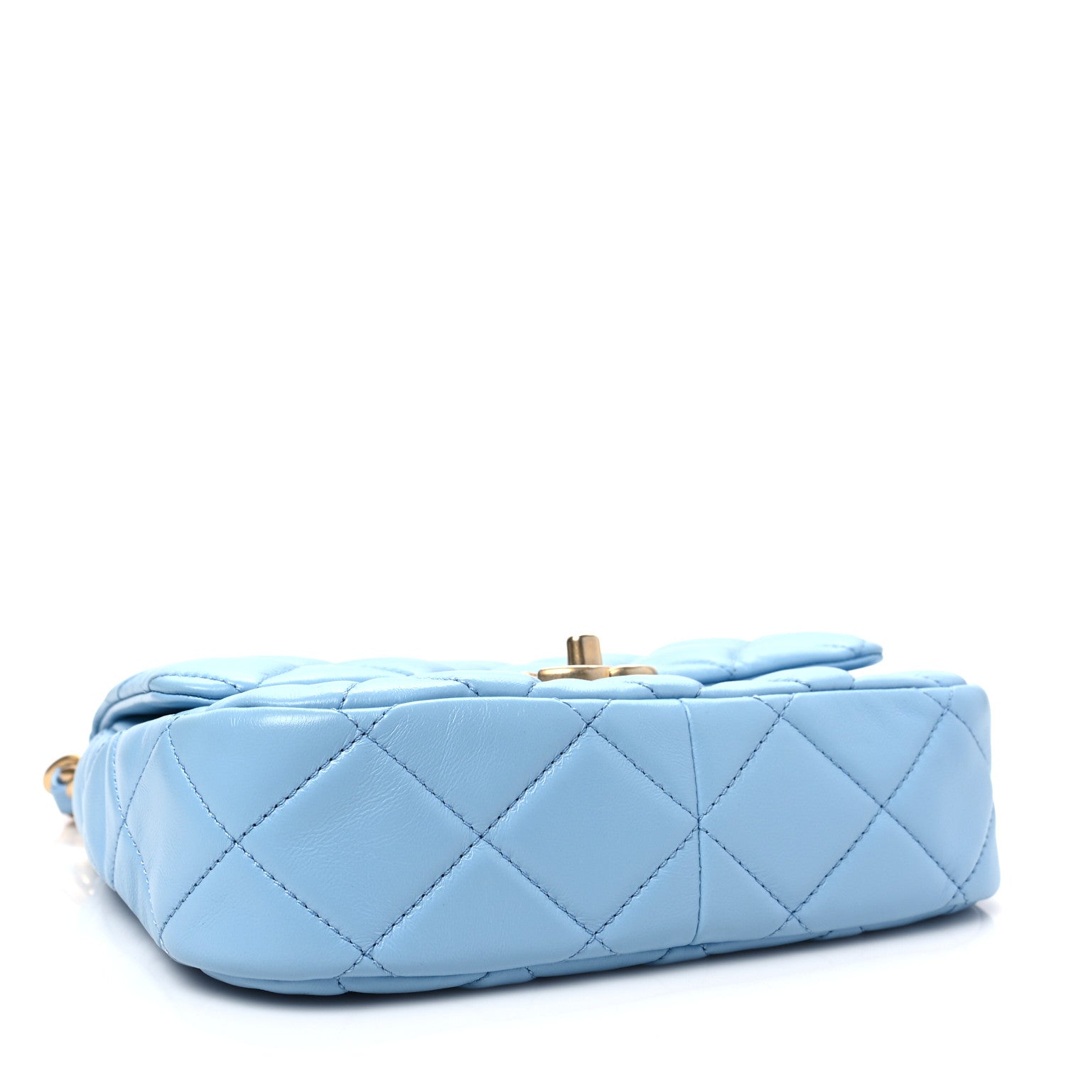 Chanel Lambskin Quilted Small Lacquered Chain Flap Light Blue 3 of 7