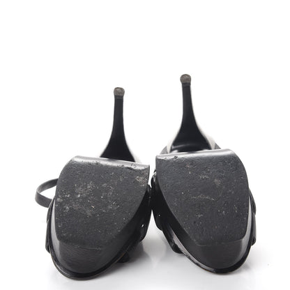 Saint Laurent Textured Calfskin Tribute 105 Platform Sandals 36.5 Black 7 of 17