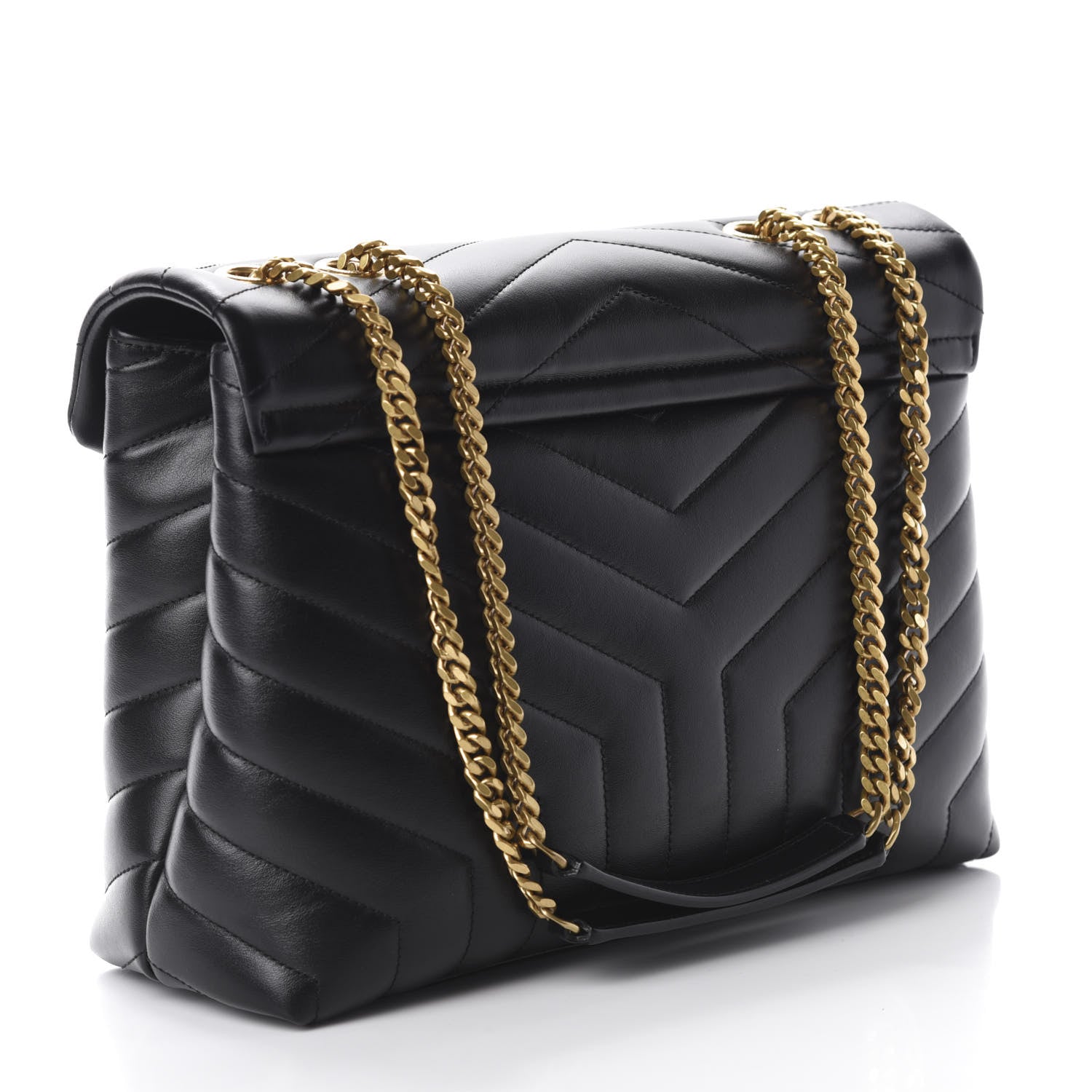 Saint Laurent Calfskin Y Quilted Monogram Medium Loulou Chain Satchel Black 3 of 11