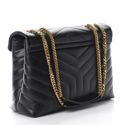 Saint Laurent Calfskin Y Quilted Monogram Medium Loulou Chain Satchel Black 3 of 11